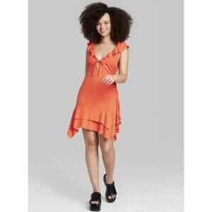 Wild Fable Sleeveless Handkerchief Hem Fit & Flare Dress Orange Women’s XS NWT